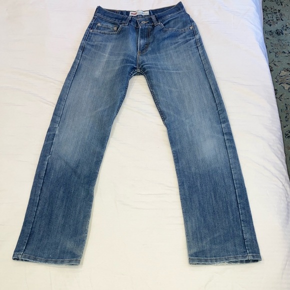 Levi's red tab W28L28.5 514 zip fly distressed Blue Straight Denim Jeans - Picture 7 of 16